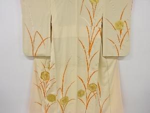 アンティーク　草葉に亀甲模様刺繍着物